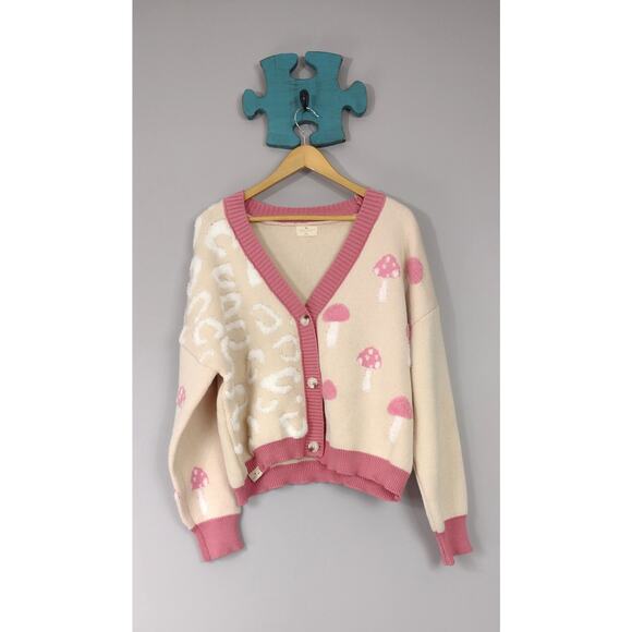 Simply Southern Collection Mushroom Cropped Cardigan for Women Cream XXL - Picture 1 of 16